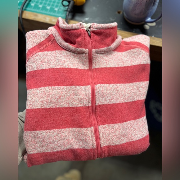 Patagonia Women’s Light Pink Striped Half-Zip Fleece Pullover Size L - Picture 11 of 11
